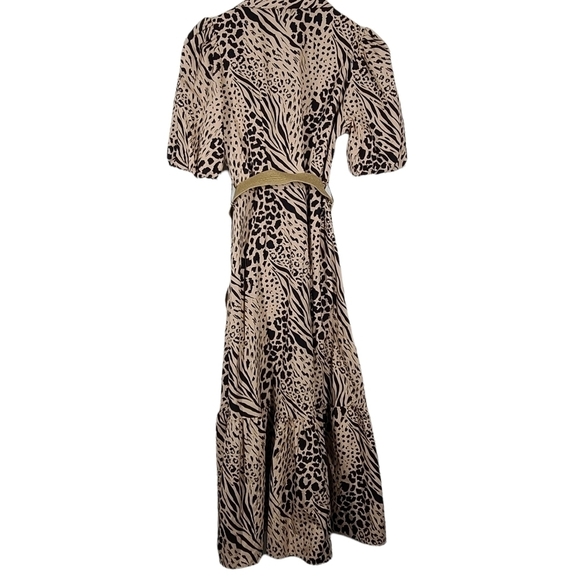 Nwt RIVER ISLAND Mixed Animal‎ Print Belted Cotton Shirtdress Sz 6 - Picture 4 of 9